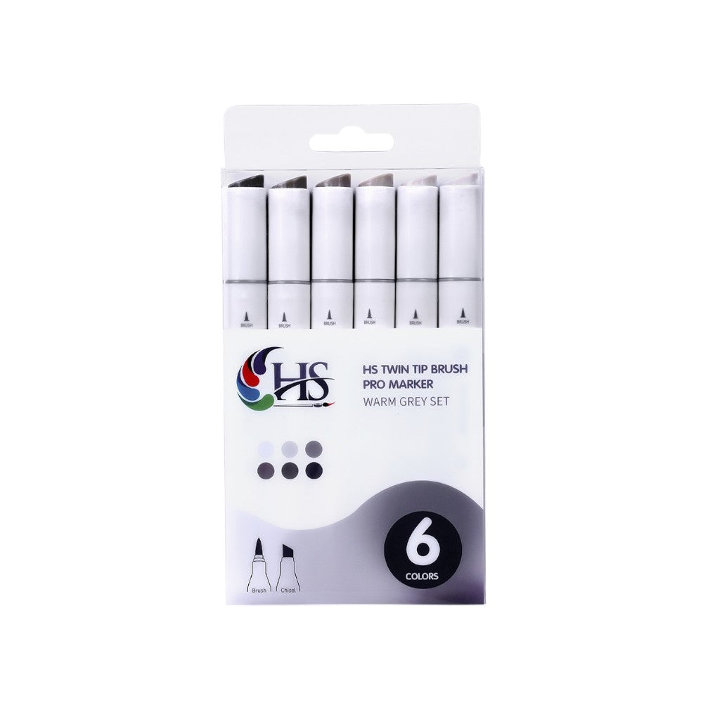 HS Twin Tip Brush Pro Markers - Set of 6 (Pick Your Shades)